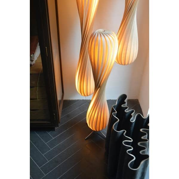 TOM ROSSAU - TR 7 Pendant lamp or Floor Lamp: wood or PP and