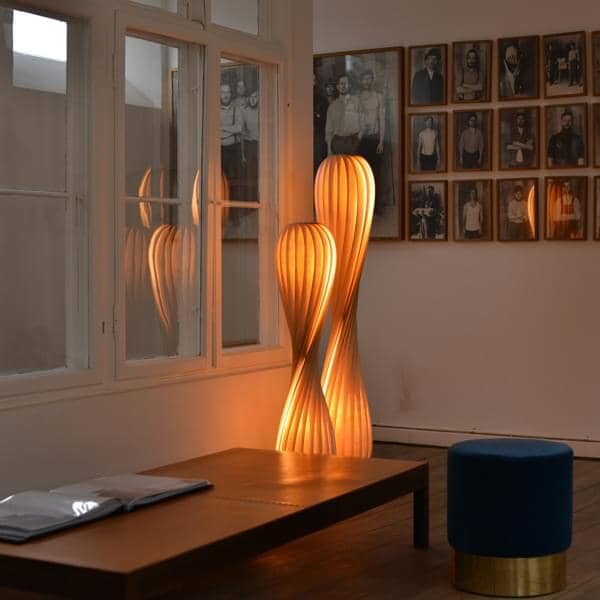 TOM ROSSAU - TR 7 Pendant or Floor Lamp: wood or PP and design at their best mix
