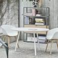 ABOUT A CHAIR - ref. AAC22 and AAC42 - Polypropylene shell, optional fixed cushion, structure in oak wood, two possible heights