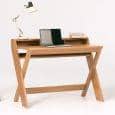 RAVENSCROFT Desk - oak and walnut finish, ultra functional, deco and design with its cross legs