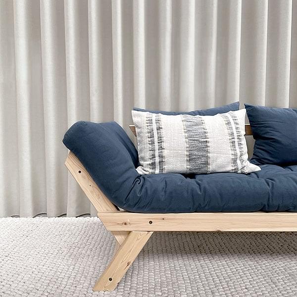 ALULA : sofa, méridienne convertible en lit d'appoint - incluant le futon  et deux coussins ALULA structure bois naturel - 746 - Gris 746 (Futon et 2  coussins)