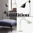BELLEVUE colección (lámpara de pared, lámpara de escritorio and lámpara de pie), creado por Arne Jacobsen en 1929. Diseño atemporal. AND TRADITION