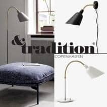 BELLEVUE collection (wall lamp, desk lamp and floor lamp) created by Arne...