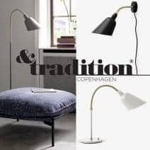 BELLEVUE samling (væglampe, bordlampe and gulvlampe) skabt af Arne...