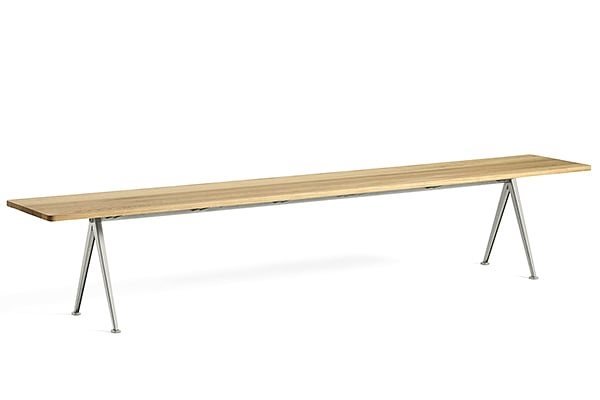 Bench PYRAMID 12 - Oiled solid oak, beige frame