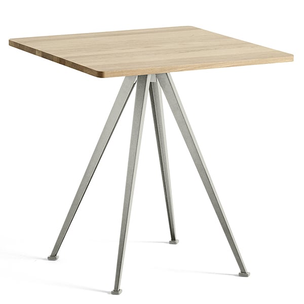 Café table PYRAMID 21 - Matt lacquered solid oak, beige frame