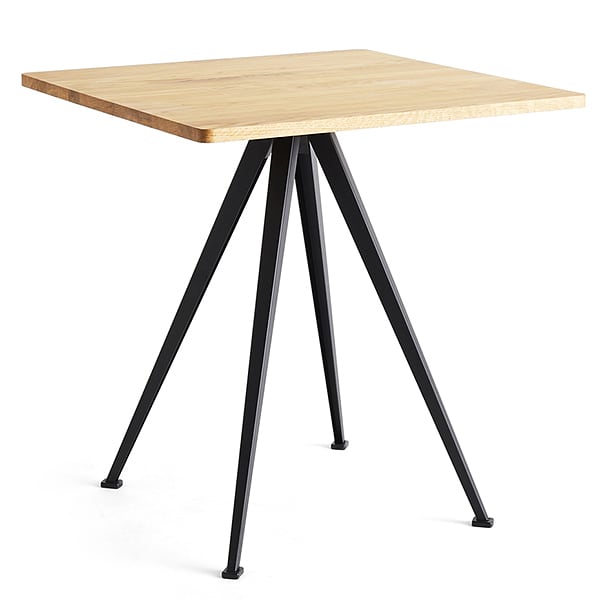 Café table PYRAMID 21 - Oiled solid oak, black frame