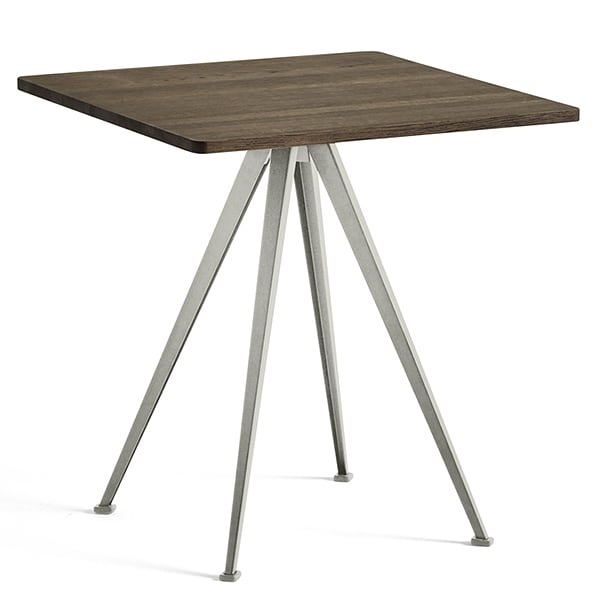Café table PYRAMID 21 - Smoked oiled solid oak, beige frame