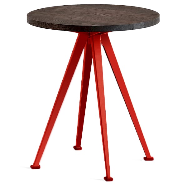 שולחן קפה PYRAMID 51 - אלון מלא משומן מעושן, מסגרת אדומה עגבנייה