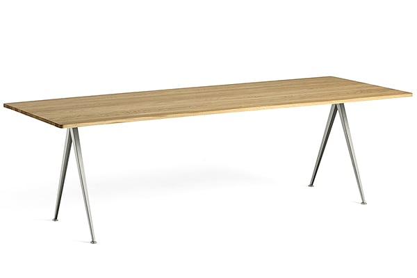 Dining table PYRAMID 02 - Oiled solid oak, beige frame