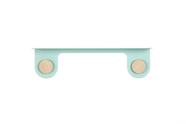 HOOK wall shelf - 50 x 16 x 13 cm - 19.69″ x 6.3″ x 5.12″ - light green matte