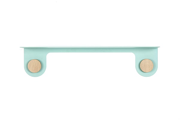 HOOK wall shelf - 60 x 16 x 13 cm - 23.62″ x 6.3″ x 5.12″ - light green matte