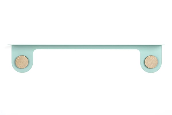 HOOK wall shelf - 70 x 16 x 13 cm - 27.56″ x 6.3″ x 5.12″ - light green matte