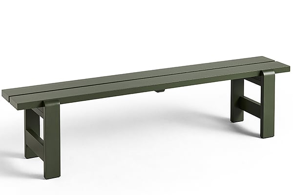 WEEKDAY benches - 190 x 32 x 45 cm - 74.8″ x 12.6″ x 17.72″ (L x W x H) - Olive