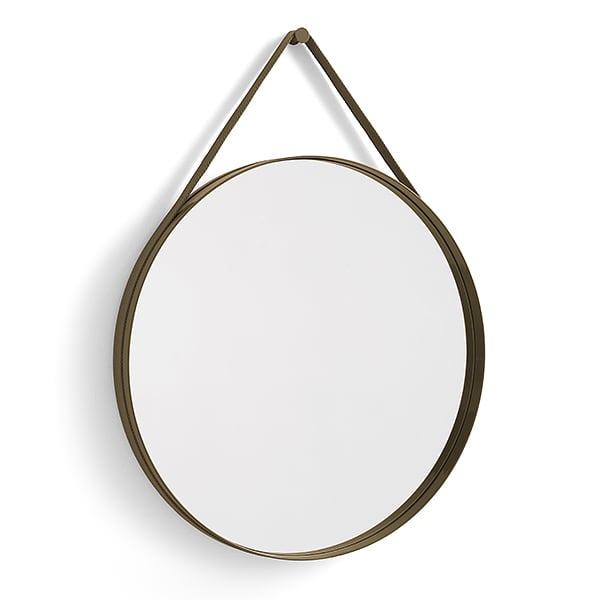 STRAP - Ø 70 cm - 27.56″ - Light brown - STRAP mirror and woven strap