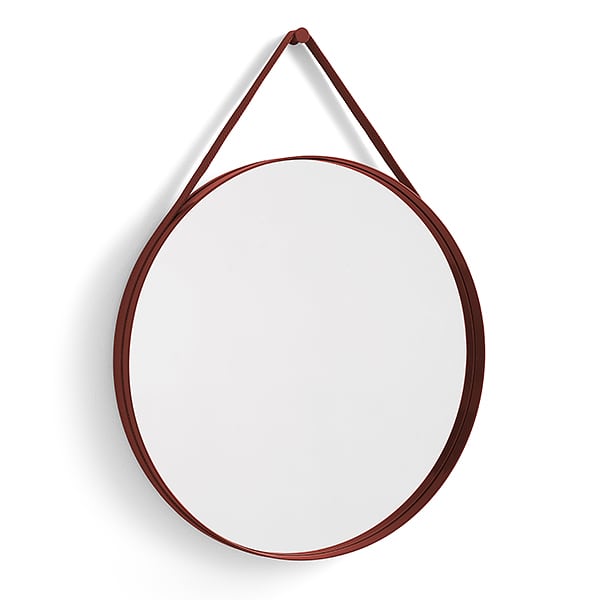 STRAP - Ø 70 cm - Rød - STRAP spejl og vævet rem