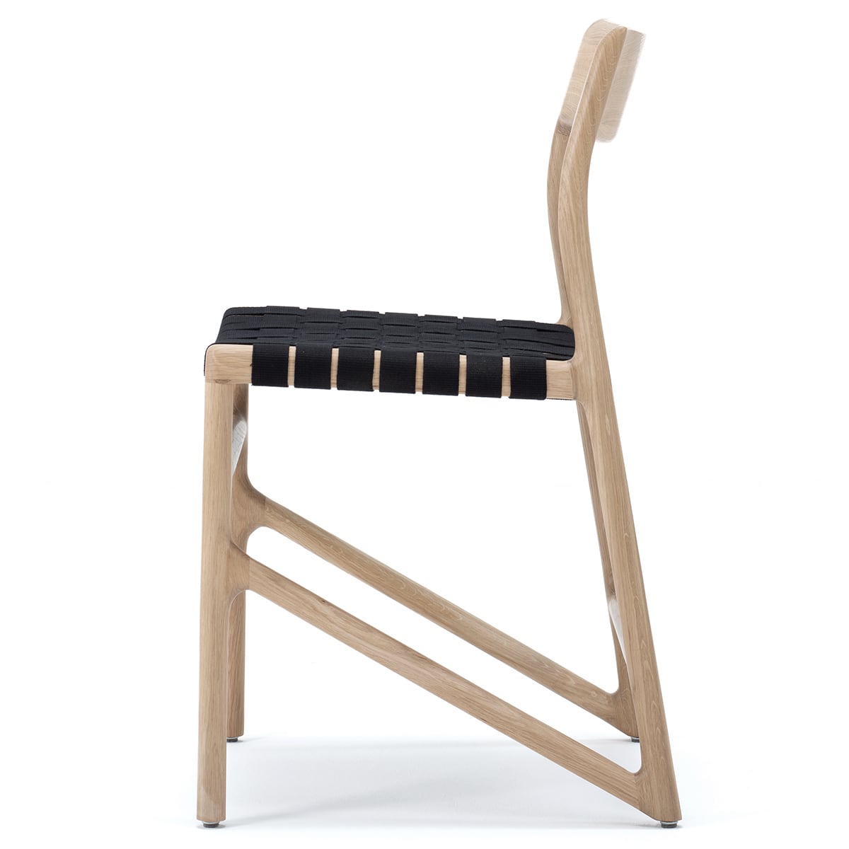FAWN - chair - Solid oak, bleached oiled finish, cotton webbing black