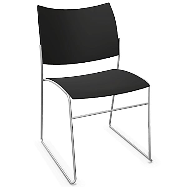 CURVY, a range of chairs made of wood or recycled plastic, chrome frame....
