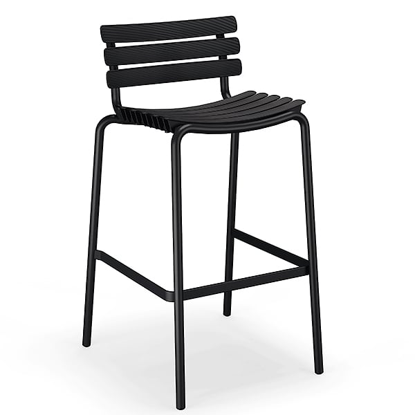 Bar stool, bar chair - Bar chair - REF 22305-2024 - Black, recycled lamellas,...