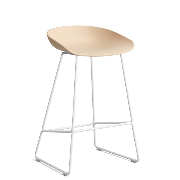 65 cm - 25.59″, white lacquered bended steel tube - Pale Peach