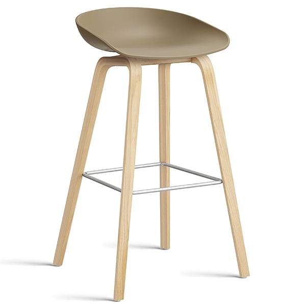 74 釐米，經過肥皂處理的橡木，不鏽鋼腳凳：74 釐米（座椅高度），85 釐米（總高度） - 黏土