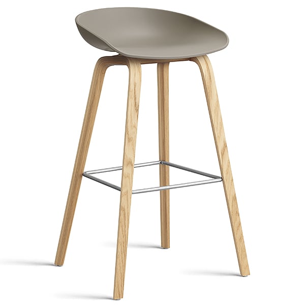 74 釐米， 天然漆橡木， 不鏽鋼腳凳： 74 釐米（座椅高度）， 85 釐米 （總高度） - 卡其色
