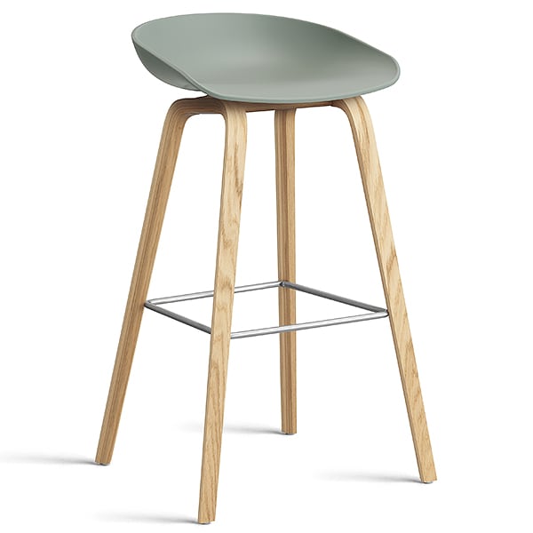 74 釐米， 天然漆橡木， 不鏽鋼腳凳： 74 釐米（座椅高度）， 85 釐米 （總高度） - 秋绿