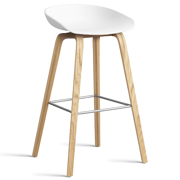 74 釐米， 天然漆橡木， 不鏽鋼腳凳： 74 釐米（座椅高度）， 85 釐米 （總高度） - 白色的