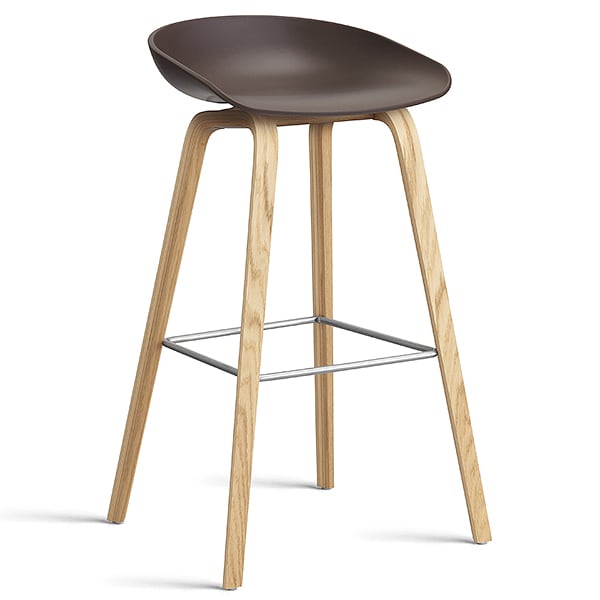 74 釐米， 天然漆橡木， 不鏽鋼腳凳： 74 釐米（座椅高度）， 85 釐米 （總高度） - 葡萄干