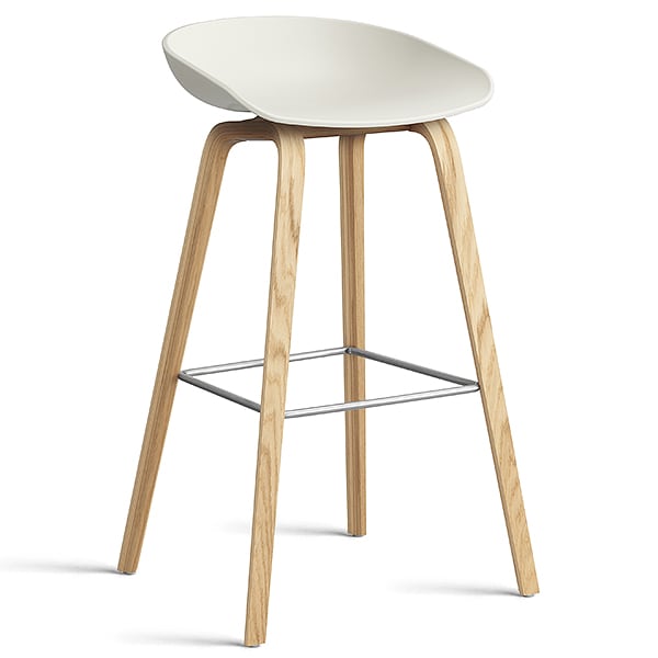 74 釐米， 天然漆橡木， 不鏽鋼腳凳： 74 釐米（座椅高度）， 85 釐米 （總高度） - 奶油