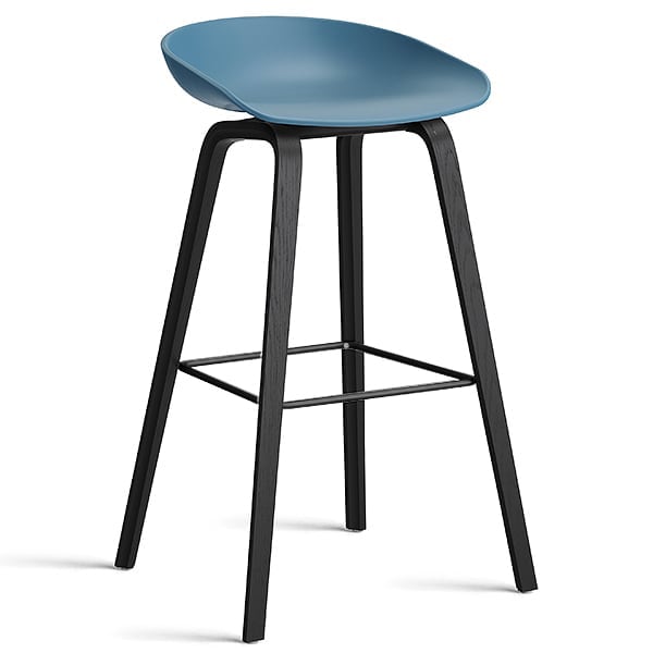 74 釐米， 黑色橡木， 黑色腳凳： 74 釐米（座椅高度），85 釐米（總高度） - 天蓝色