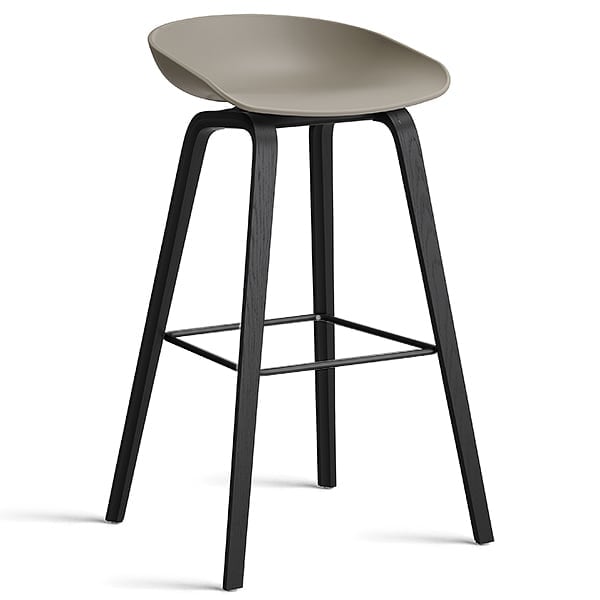 74 釐米， 黑色橡木， 黑色腳凳： 74 釐米（座椅高度），85 釐米（總高度） - 卡其色