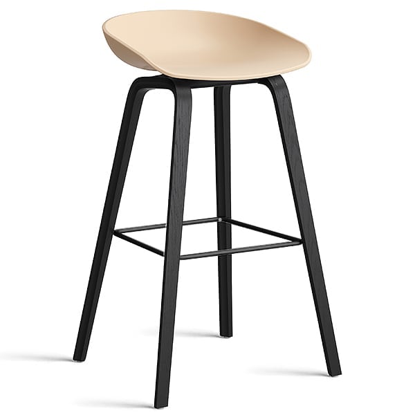 74 釐米， 黑色橡木， 黑色腳凳： 74 釐米（座椅高度），85 釐米（總高度） - 淡桃色