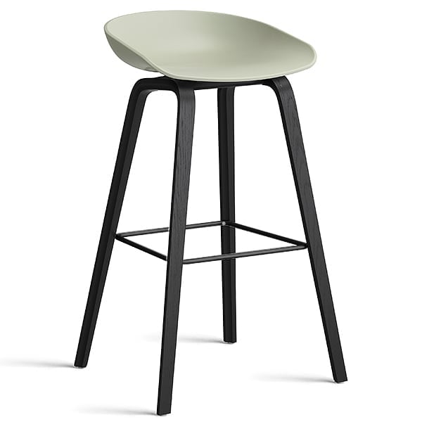 74 釐米， 黑色橡木， 黑色腳凳： 74 釐米（座椅高度），85 釐米（總高度） - 淡绿色