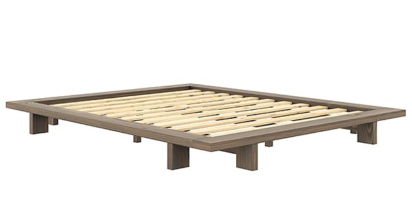 JAPAN 床，木質結構，無被褥 - 床墊尺寸為160 x 200釐米（床尺寸：188 x 228釐米） - 僅木結構，角豆布勞恩，無被褥
