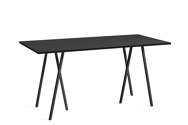 Spisebord - 200 x 92,5 x 97 cm (L x B x H) - Sort linoleum, sort askekant,...