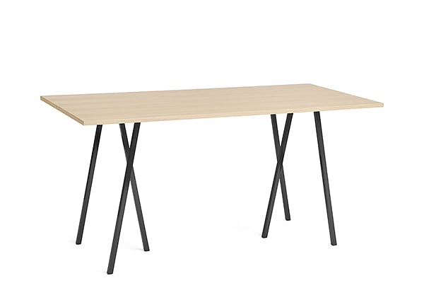 餐桌 - 200×92.5点¯x97厘米（长x宽x高） - 橡木，橡木邊緣，黑漆鋼底座