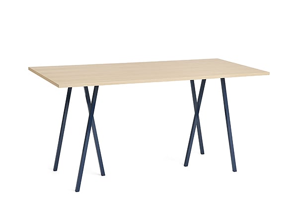 餐桌 - 200×92.5点¯x97厘米（长x宽x高） - 橡木，橡木邊緣，深藍色漆鋼底座