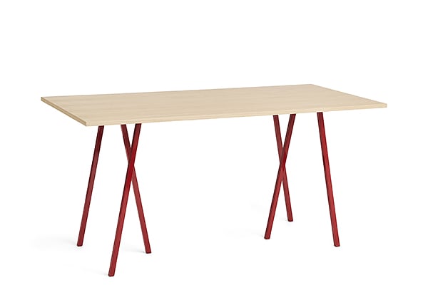 餐桌 - 200×92.5点¯x97厘米（长x宽x高） - 橡木，橡木邊緣，紅漆鋼底座