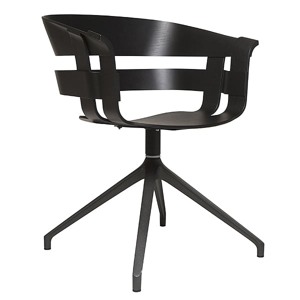 WICK - مقعد باللون الأسود - قاعدة دوارة باللون الرمادي الداكن - 57 × 52 × 75 سم