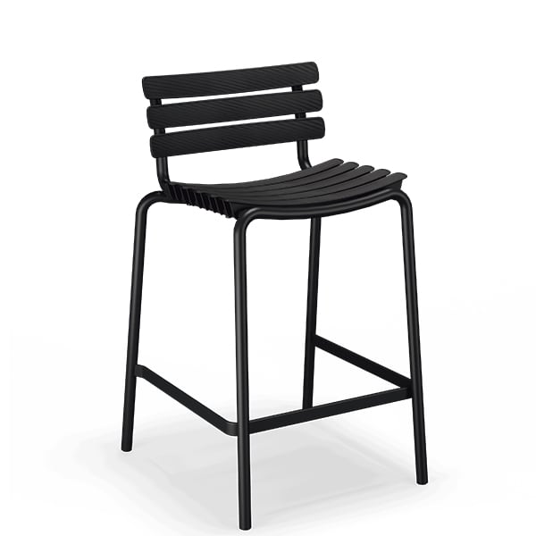 Bar stool, bar chair - Bar chair - REF 22309-2024 - Black, recycled lamellas,...