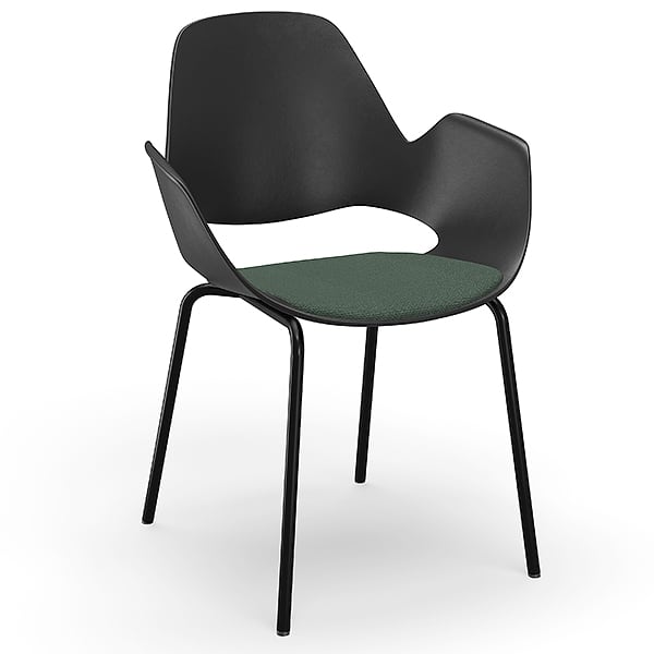 Tube base in black metal - REF 12901-2052-94 - Dark green cushion