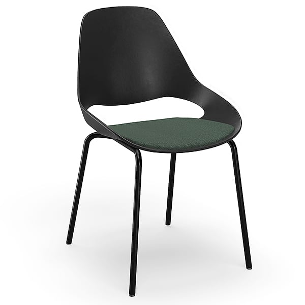 Tube base in black metal - REF 12902-2052-94 - Dark green cushion