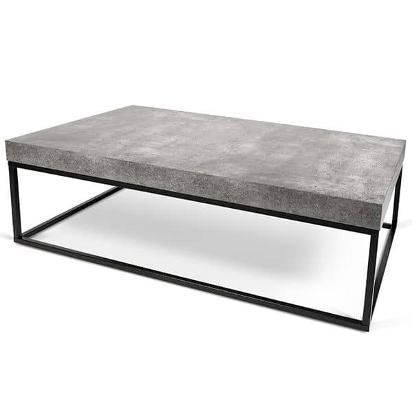 Beistelltisch: mit hoher Dichte Wabenstruktur, Metall 120 x 75 x 35 cm - matt Beton Aspekt, glatt anfühlt, schwarzes Metallstruktur beenden -- PETRA, 