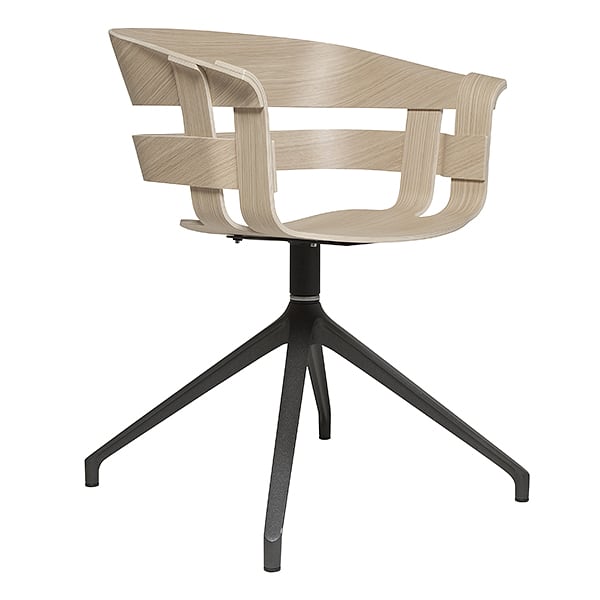 WICK - مقعد من خشب البلوط - قاعدة قطب في الرمادي الداكن - 57 × 52 × 75 سم