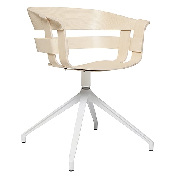 WICK CHAIR - Seat in ash wood - white swivel base - 57 x 52 x 75 cm -...