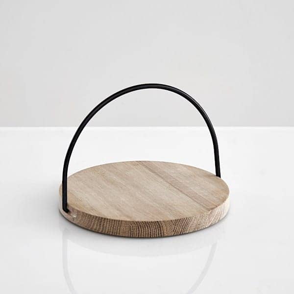 LOOP - Small, Oak board with Metal handle, tinted in black - 15 x 21.5 cm -...