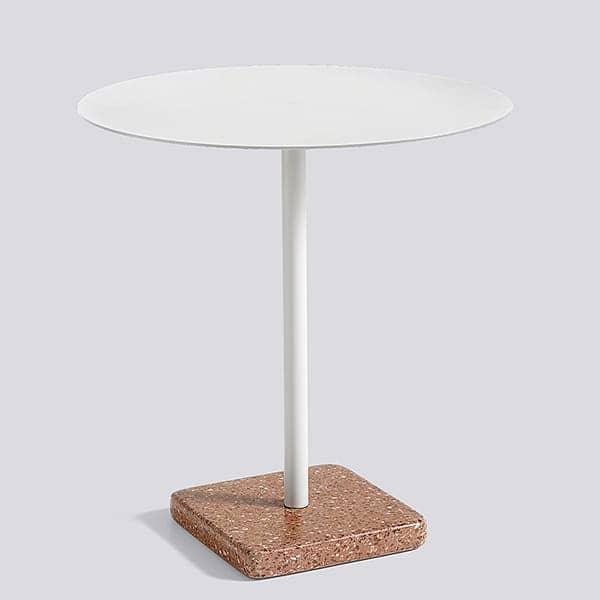 Round table  - Sky grey, Red Terrazzo