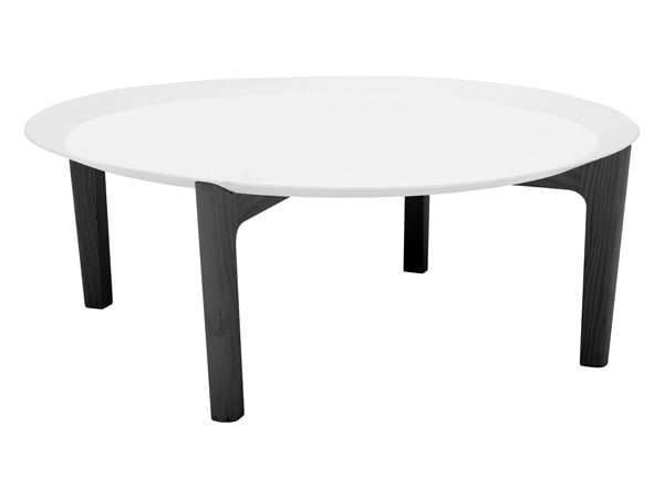 TRAY  - Plateau blanc, base en frêne teinté noir - Ø 85 x H 33 cm
