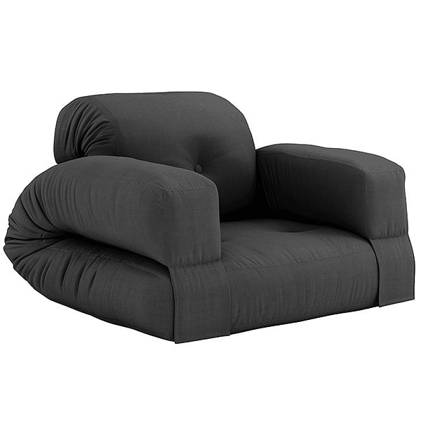 HIPPO扶手椅（成人的大小）：尺寸90 X 95公分（如扶手椅）和90×200厘米（如床） - 深灰色（734）-80％棉，20％聚酯纤维